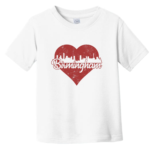 Retro Birmingham England Skyline Red Heart Infant Toddler T-Shirt