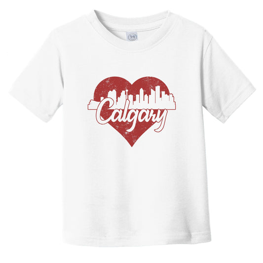 Retro Calgary Alberta Canada Skyline Red Heart Infant Toddler T-Shirt