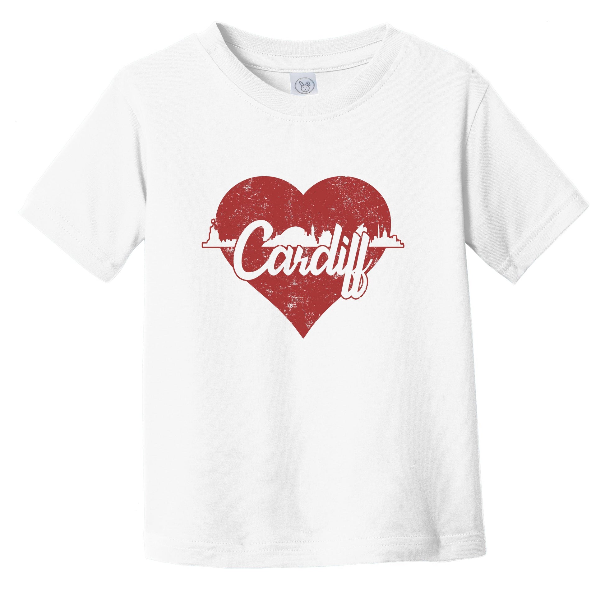 Retro Cardiff Wales Skyline Red Heart Infant Toddler T-Shirt