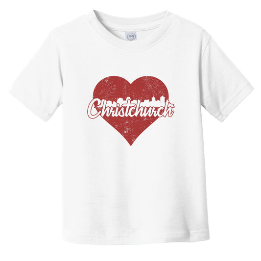 Retro Christchurch New Zealand Skyline Red Heart Infant Toddler T-Shirt