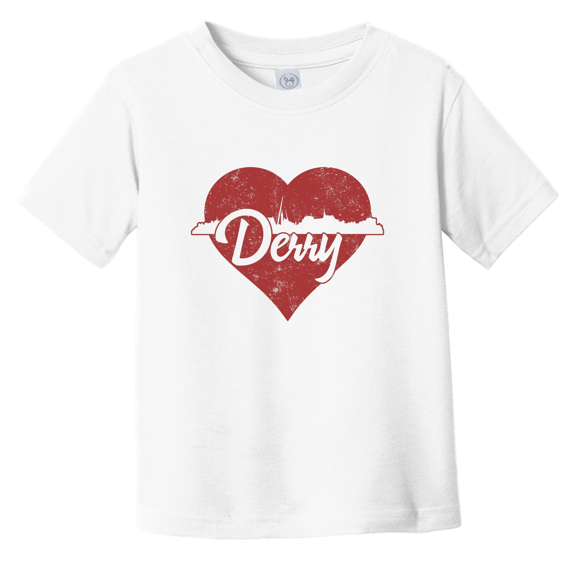 Retro Derry Northern Ireland Skyline Red Heart Infant Toddler T-Shirt