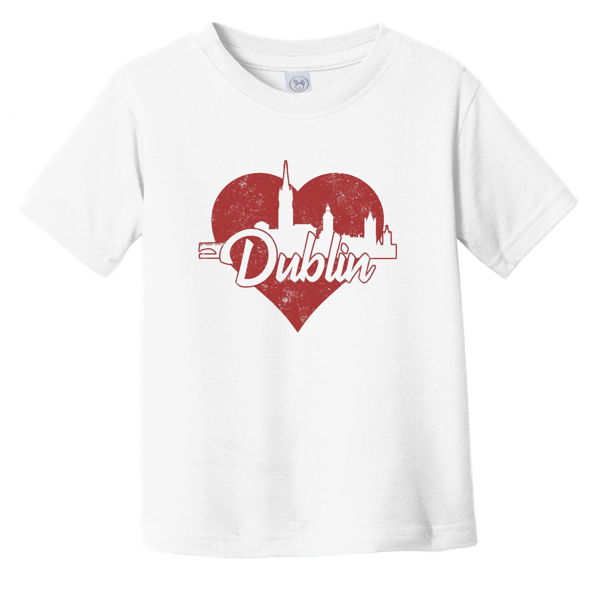 Retro Dublin Ireland Skyline Red Heart Infant Toddler T-Shirt