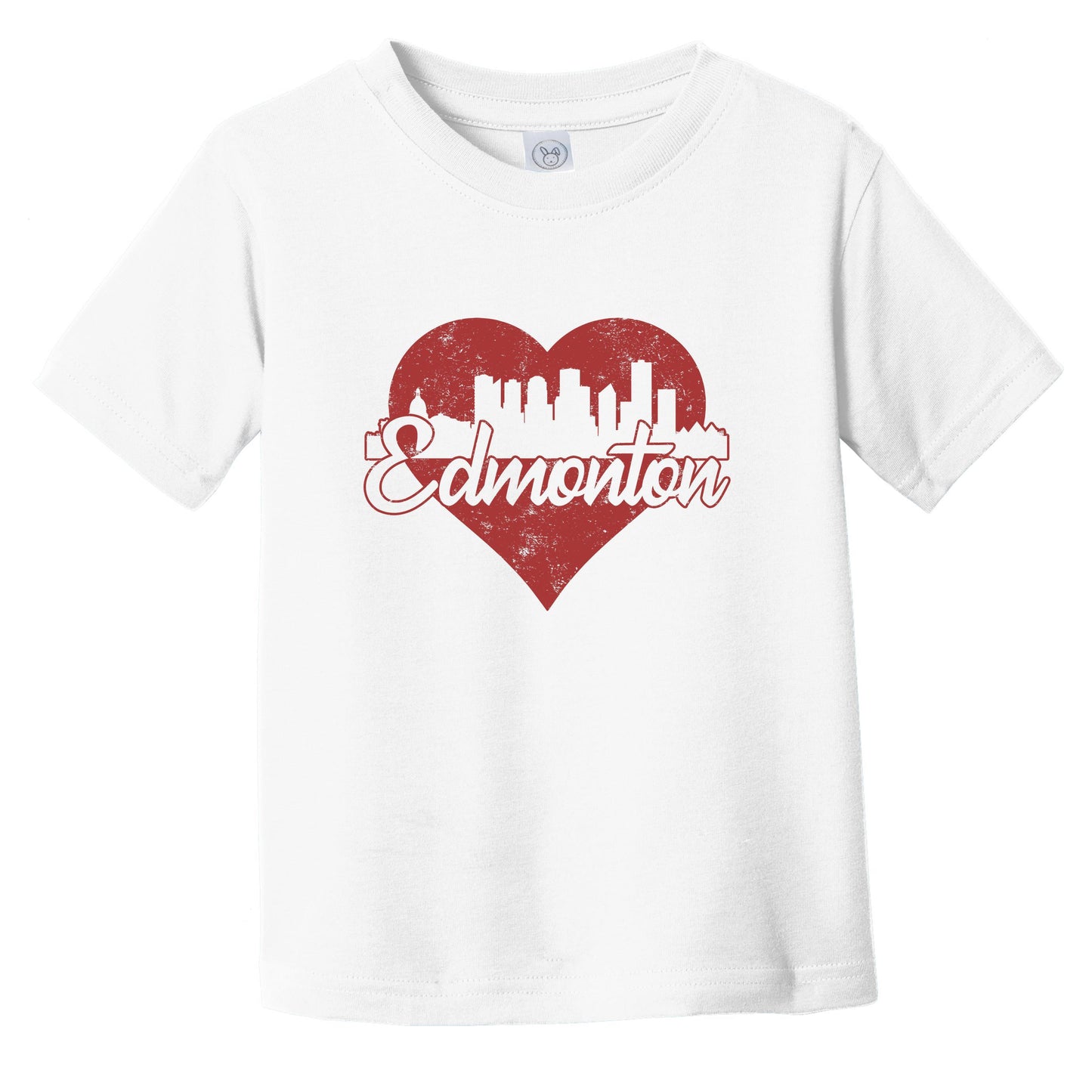 Retro Edmonton Alberta Canada Skyline Red Heart Infant Toddler T-Shirt