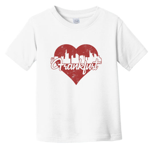 Retro Frankfurt Germany Skyline Red Heart Infant Toddler T-Shirt