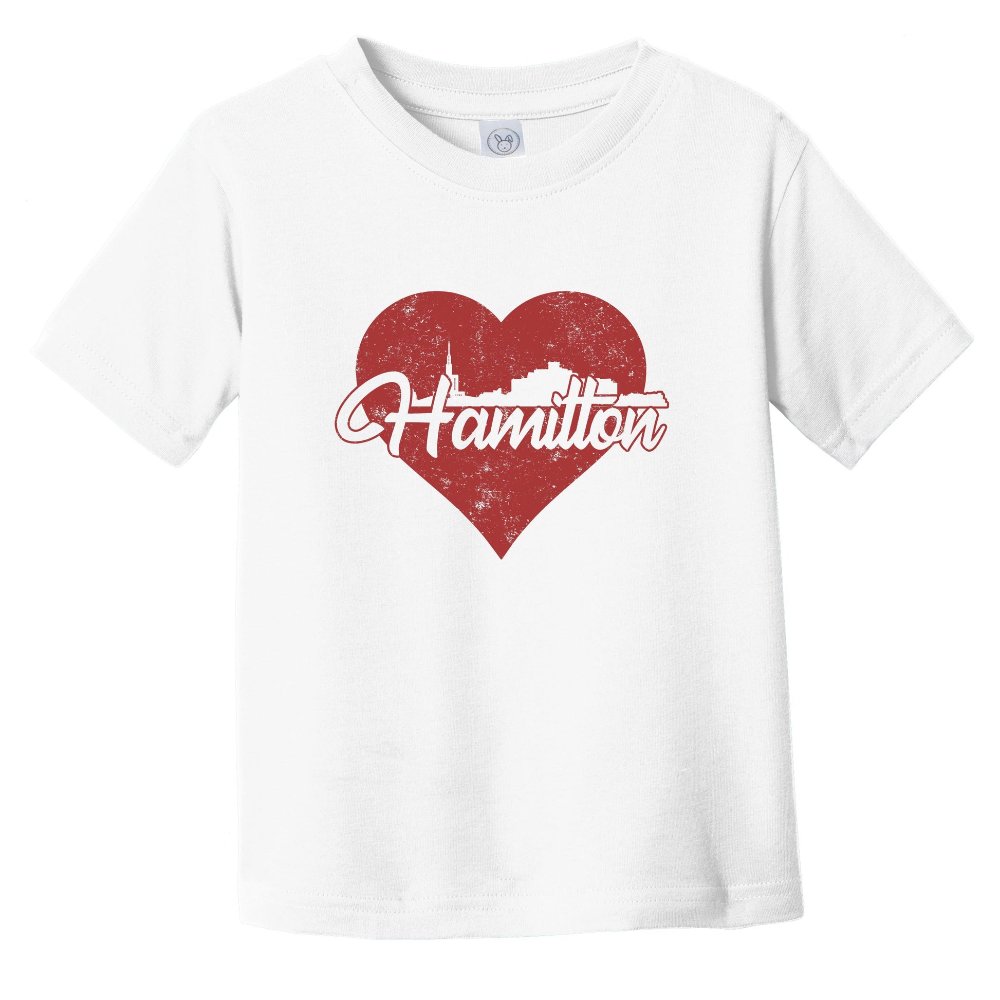 Retro Hamilton New Zealand Skyline Red Heart Infant Toddler T-Shirt