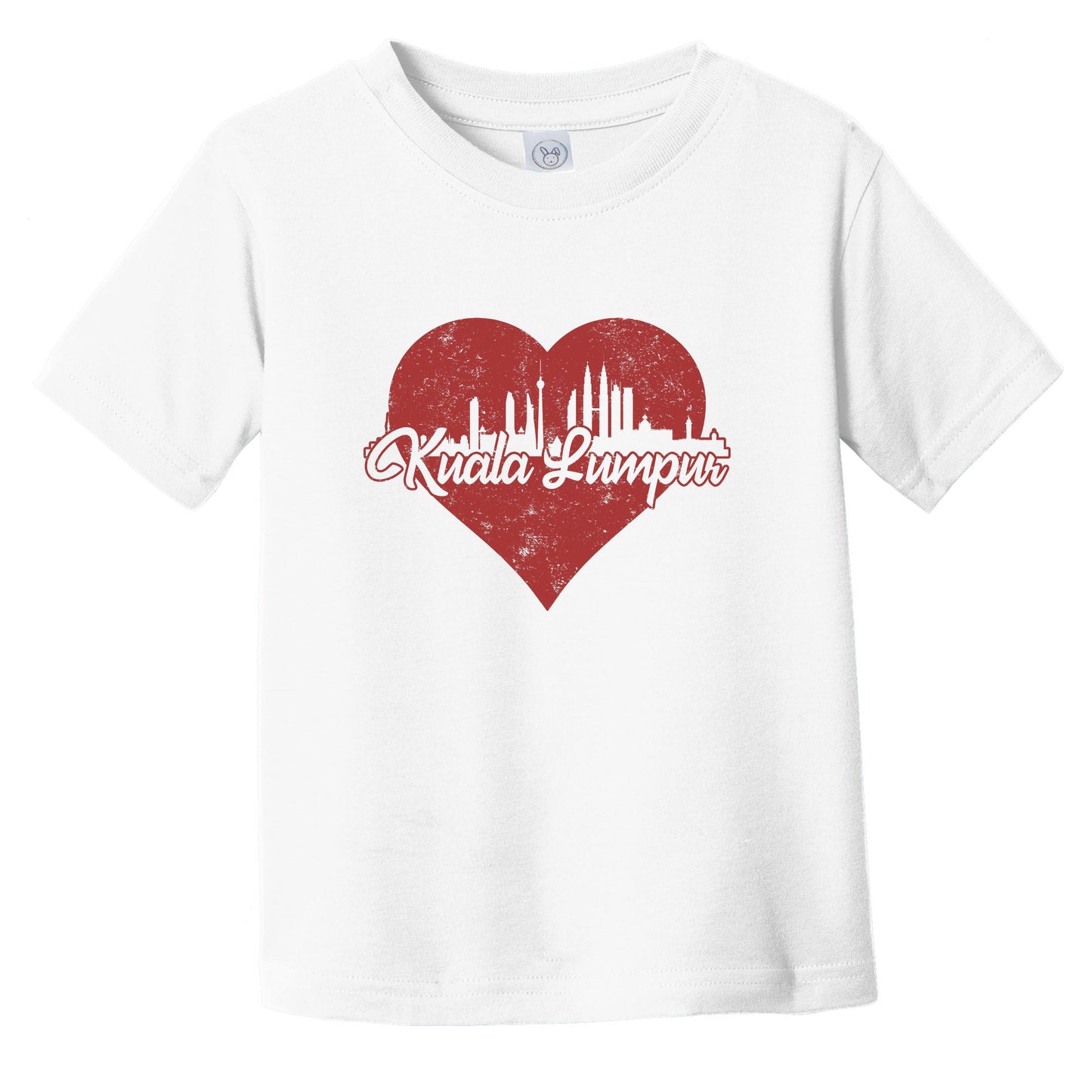 Retro Kuala Lumpur Malaysia Skyline Red Heart Infant Toddler T-Shirt
