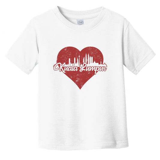 Retro Kuala Lumpur Malaysia Skyline Red Heart Infant Toddler T-Shirt