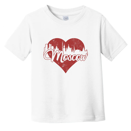 Retro Moscow Russia Skyline Red Heart Infant Toddler T-Shirt