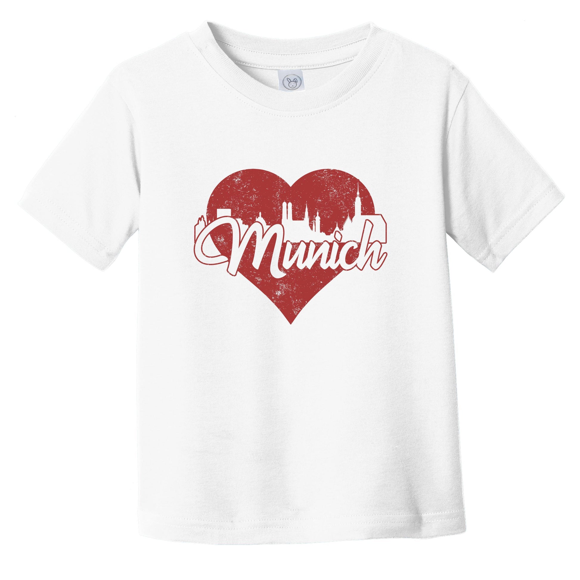 Retro Munich Germany Skyline Red Heart Infant Toddler T-Shirt