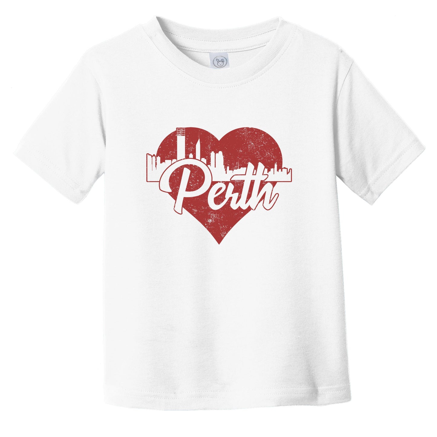 Retro Perth Australia Skyline Red Heart Infant Toddler T-Shirt