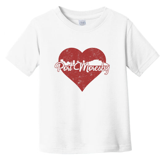 Retro Port Moresby Papua New Guinea Skyline Red Heart Infant Toddler T-Shirt