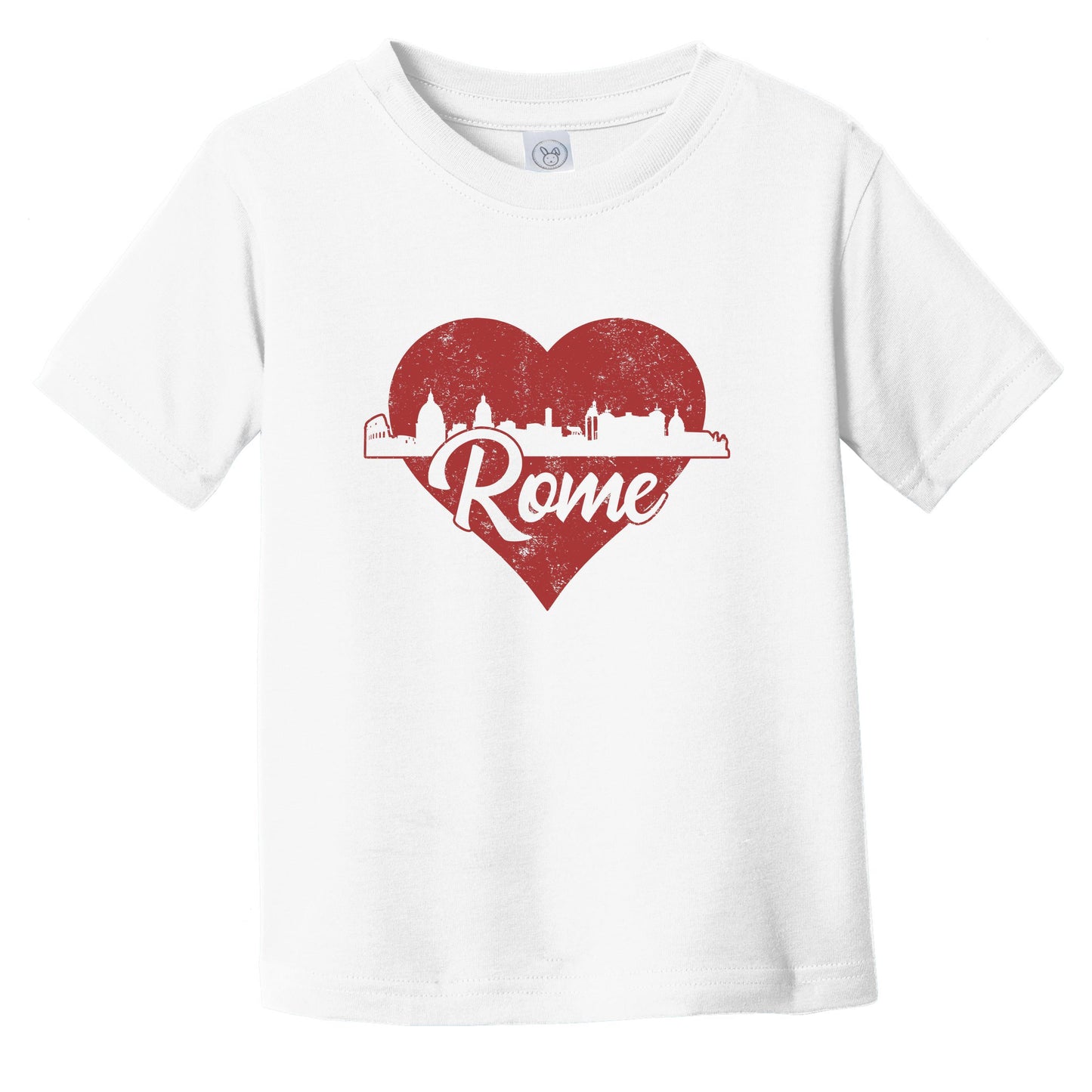 Retro Rome Italy Skyline Red Heart Infant Toddler T-Shirt