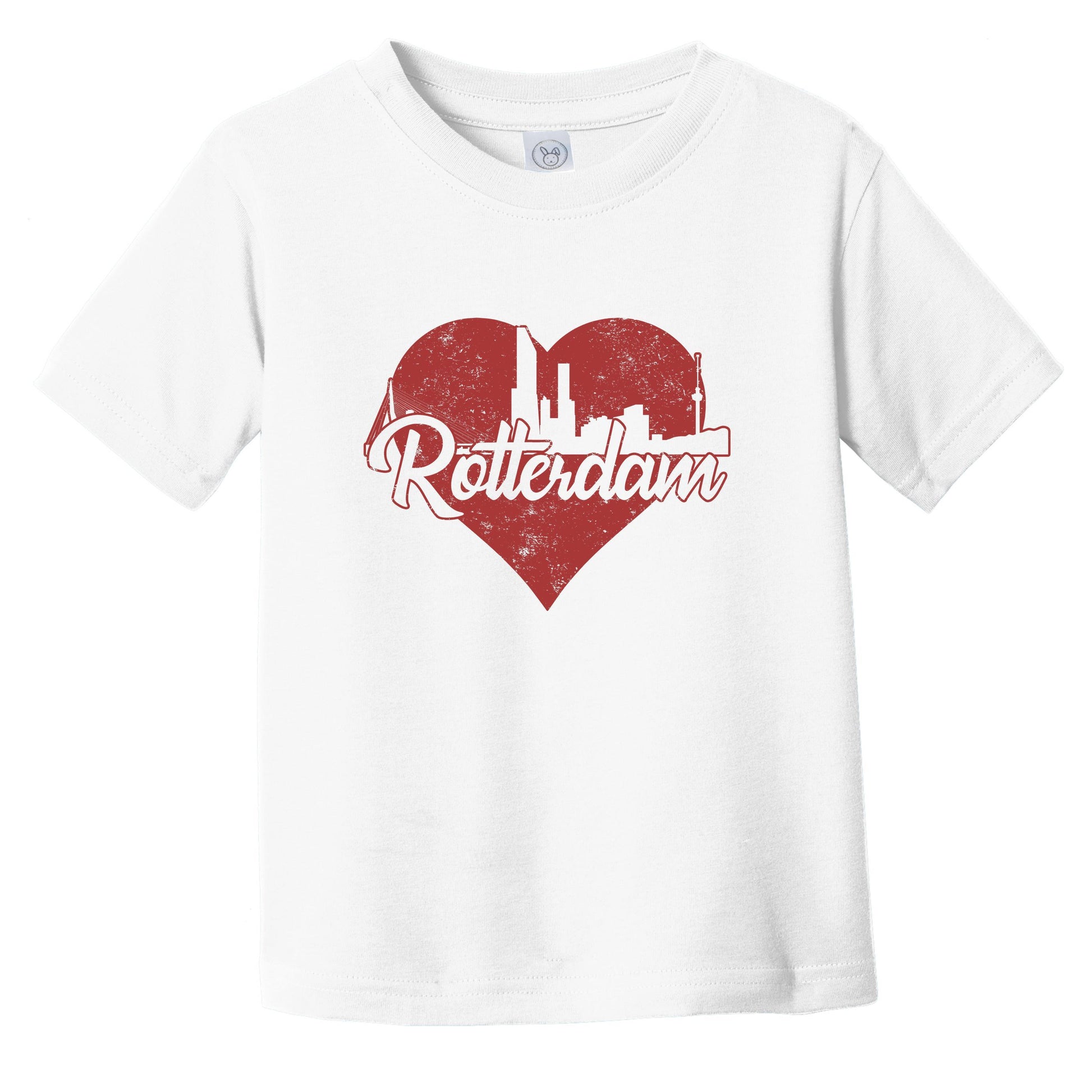 Retro Rotterdam Netherlands Skyline Red Heart Infant Toddler T-Shirt