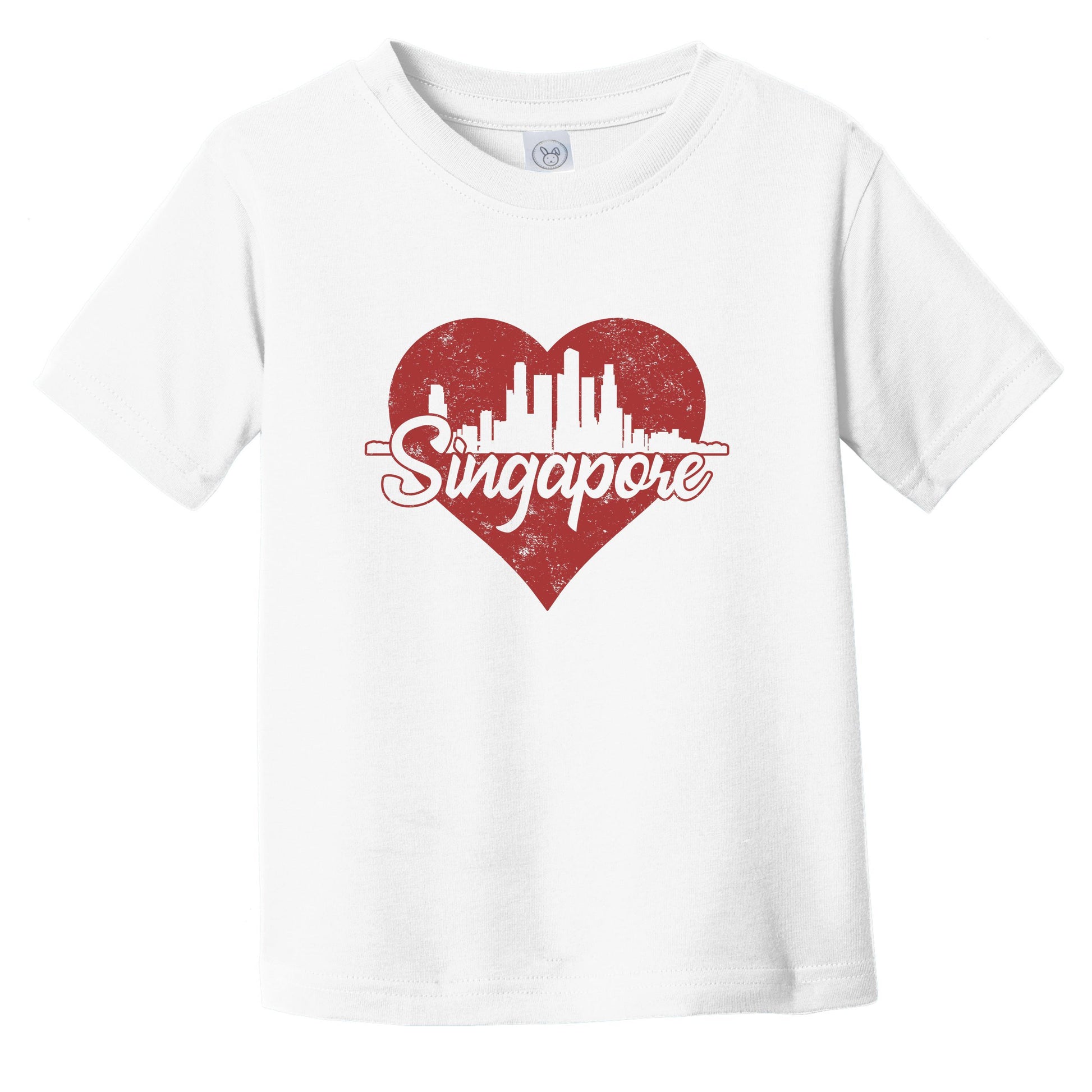Retro Singapore Skyline Red Heart Infant Toddler T-Shirt