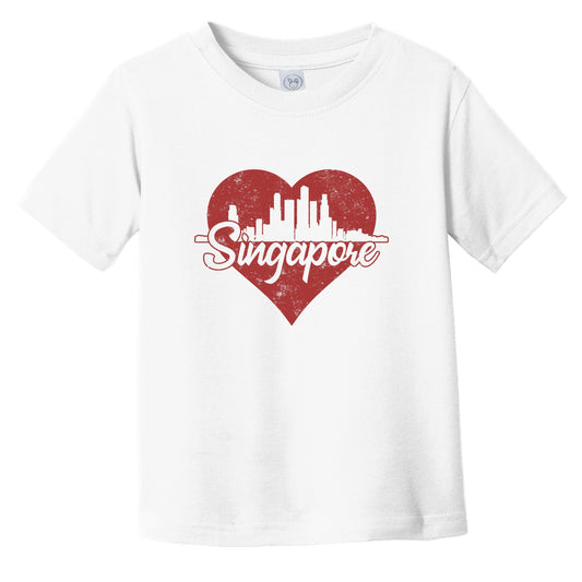 Retro Singapore Skyline Red Heart Infant Toddler T-Shirt