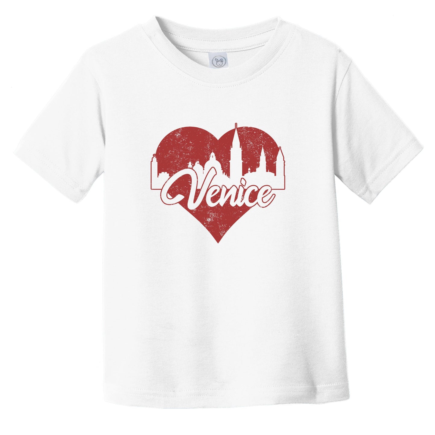 Retro Venice Italy Skyline Red Heart Infant Toddler T-Shirt