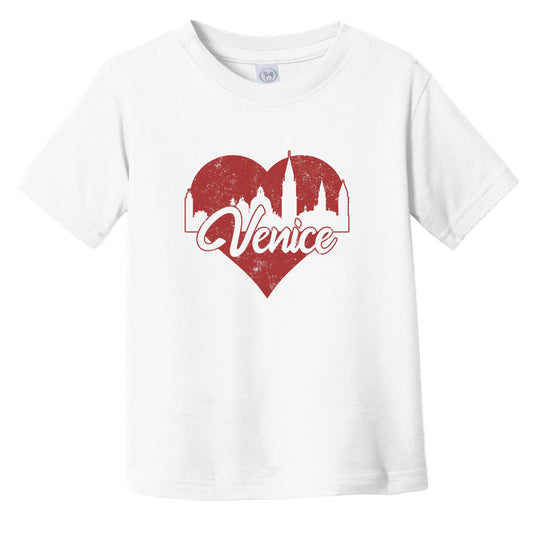 Retro Venice Italy Skyline Red Heart Infant Toddler T-Shirt