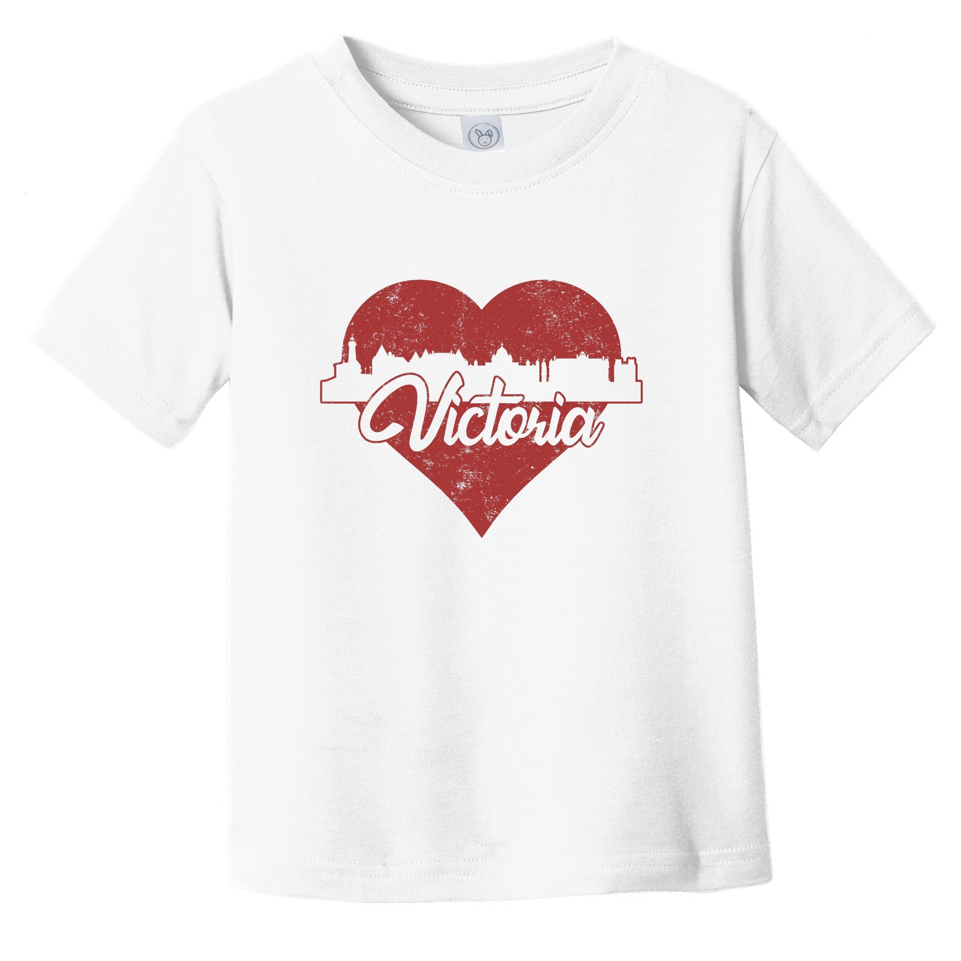 Retro Victoria British Columbia Canada Skyline Heart T-Shirt