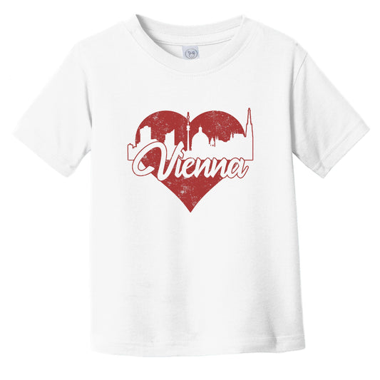 Retro Vienna Austria Skyline Red Heart Infant Toddler T-Shirt
