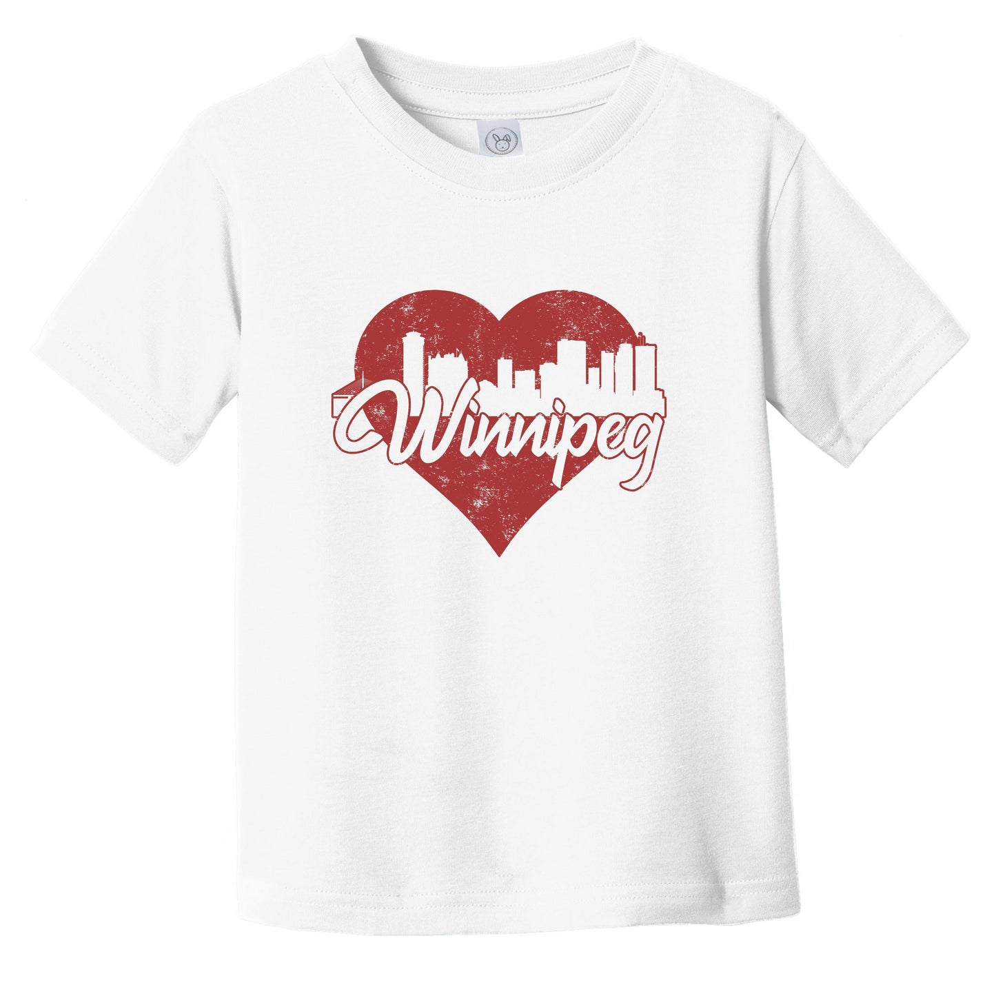 Retro Winnipeg Manitoba Canada Skyline Red Heart Infant Toddler T-Shirt