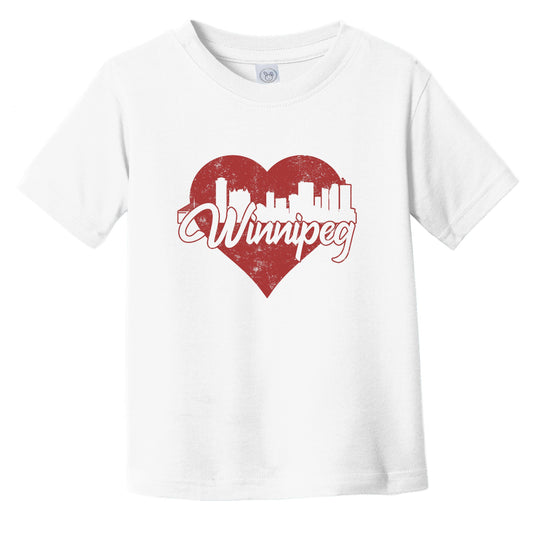 Retro Winnipeg Manitoba Canada Skyline Red Heart Infant Toddler T-Shirt