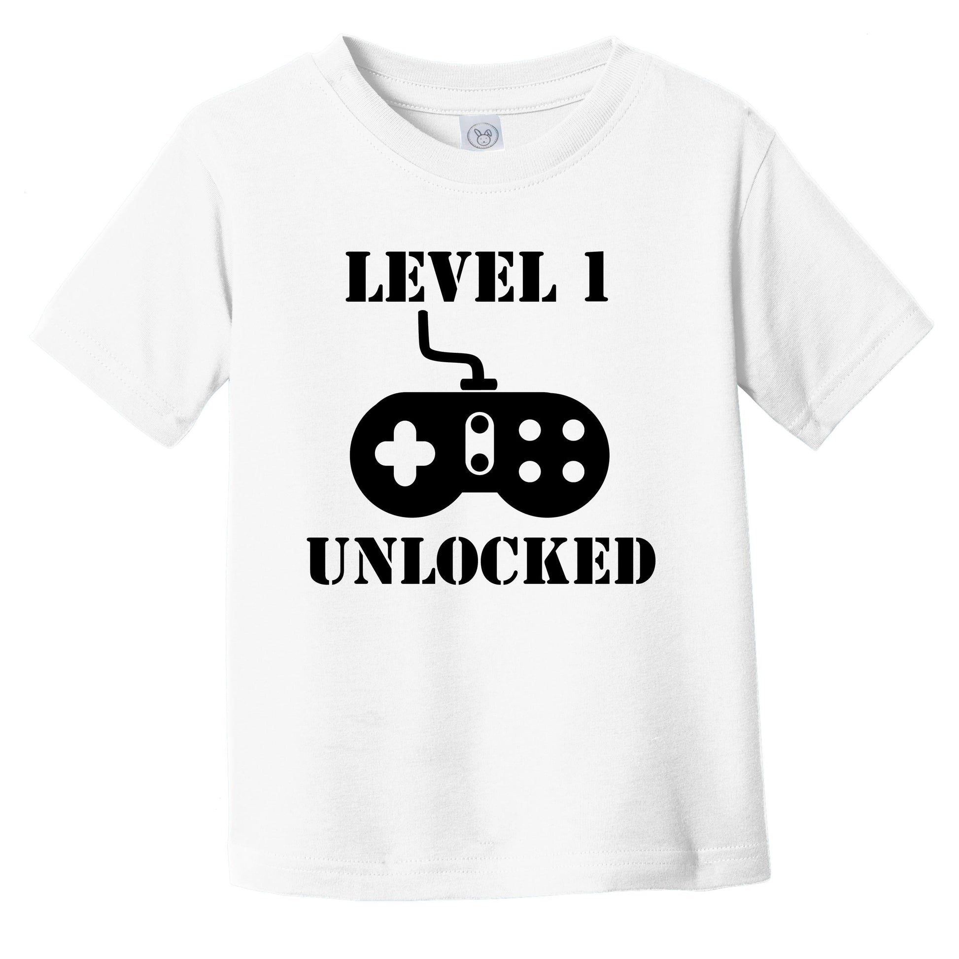 Level 1 Unlocked Funny Video Games 1st Birthday Infant Toddler T-Shirt