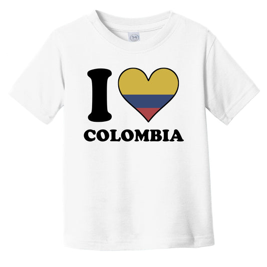 I Love Colombia Colombian Flag Heart Infant Toddler T-Shirt