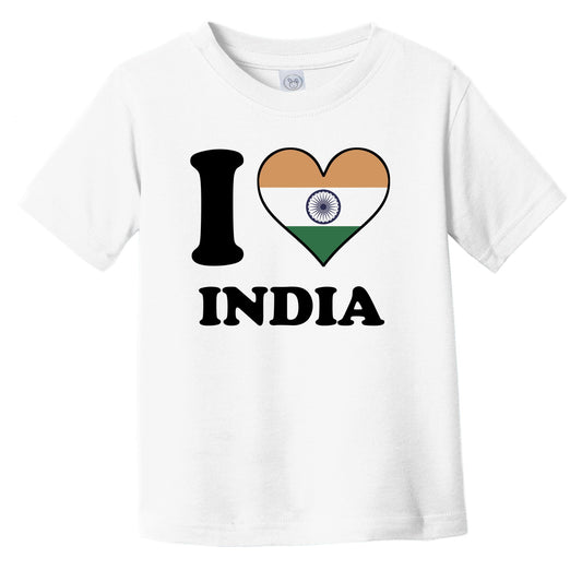 I Love India Indian Flag Heart Infant Toddler T-Shirt