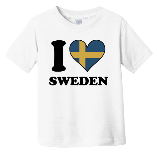 I Love Sweden Swedish Flag Heart Infant Toddler T-Shirt