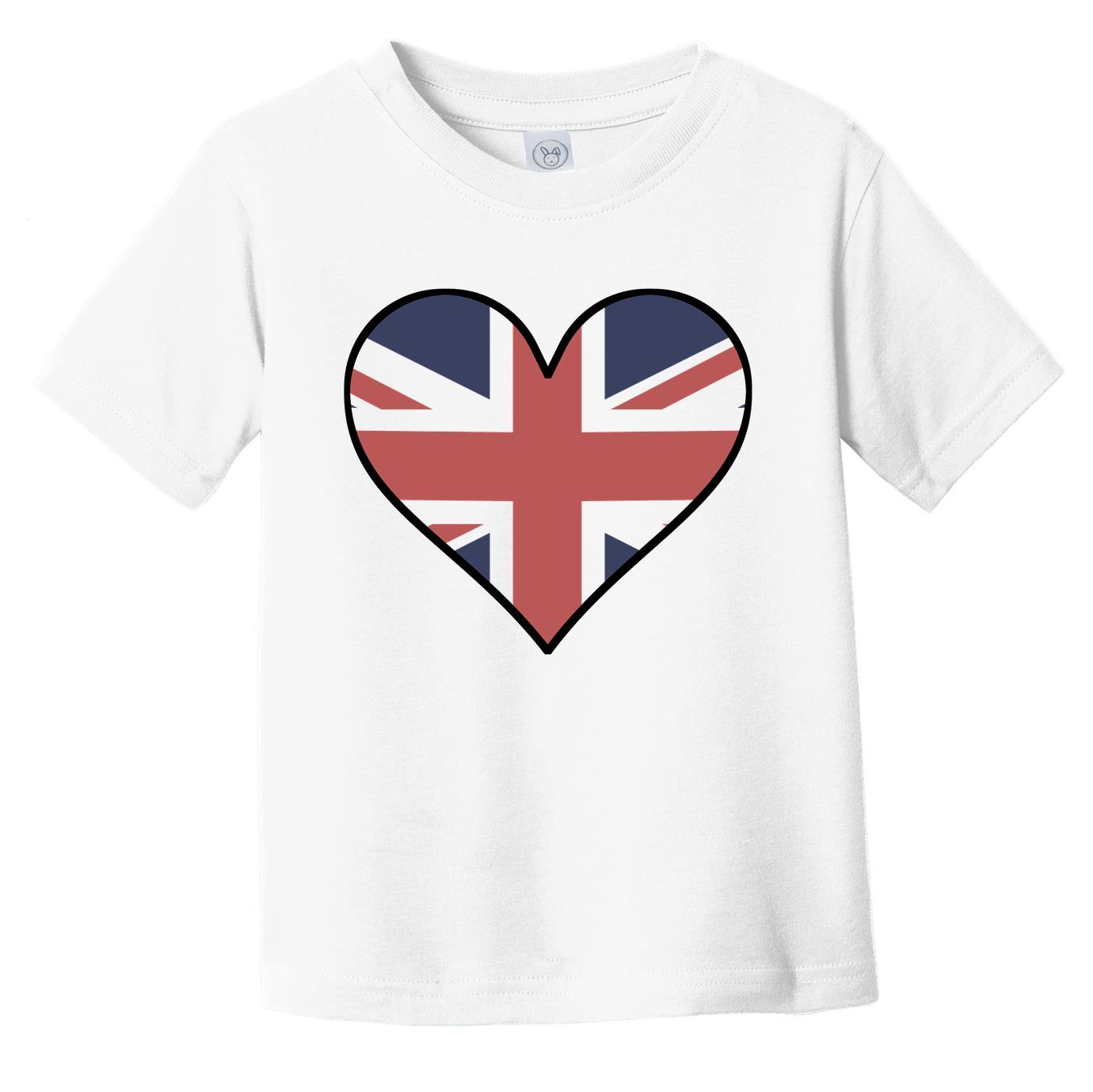 British Flag T-Shirt - Cute British Flag Heart - United Kingdom Infant Toddler Shirt