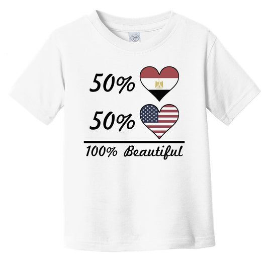 50% Egyptian 50% American 100% Beautiful Egypt Flag Heart Infant Toddler T-Shirt