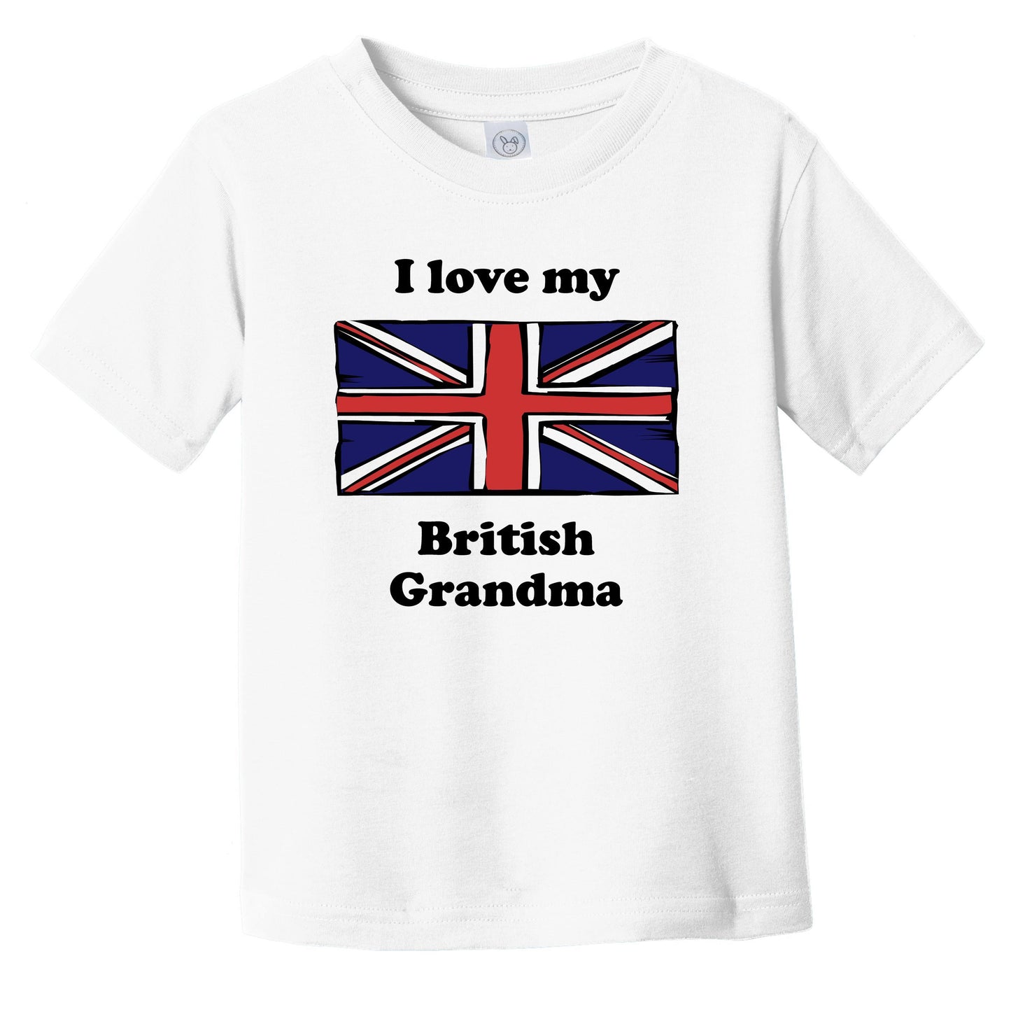 I Love My British Grandma United Kingdom Flag Grandchild Infant Toddler T-Shirt