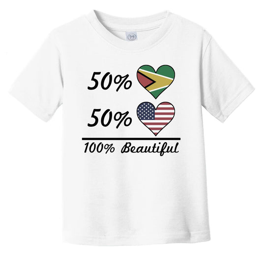 50% Guyanese 50% American 100% Beautiful Guyana Flag Heart Infant Toddler T-Shirt