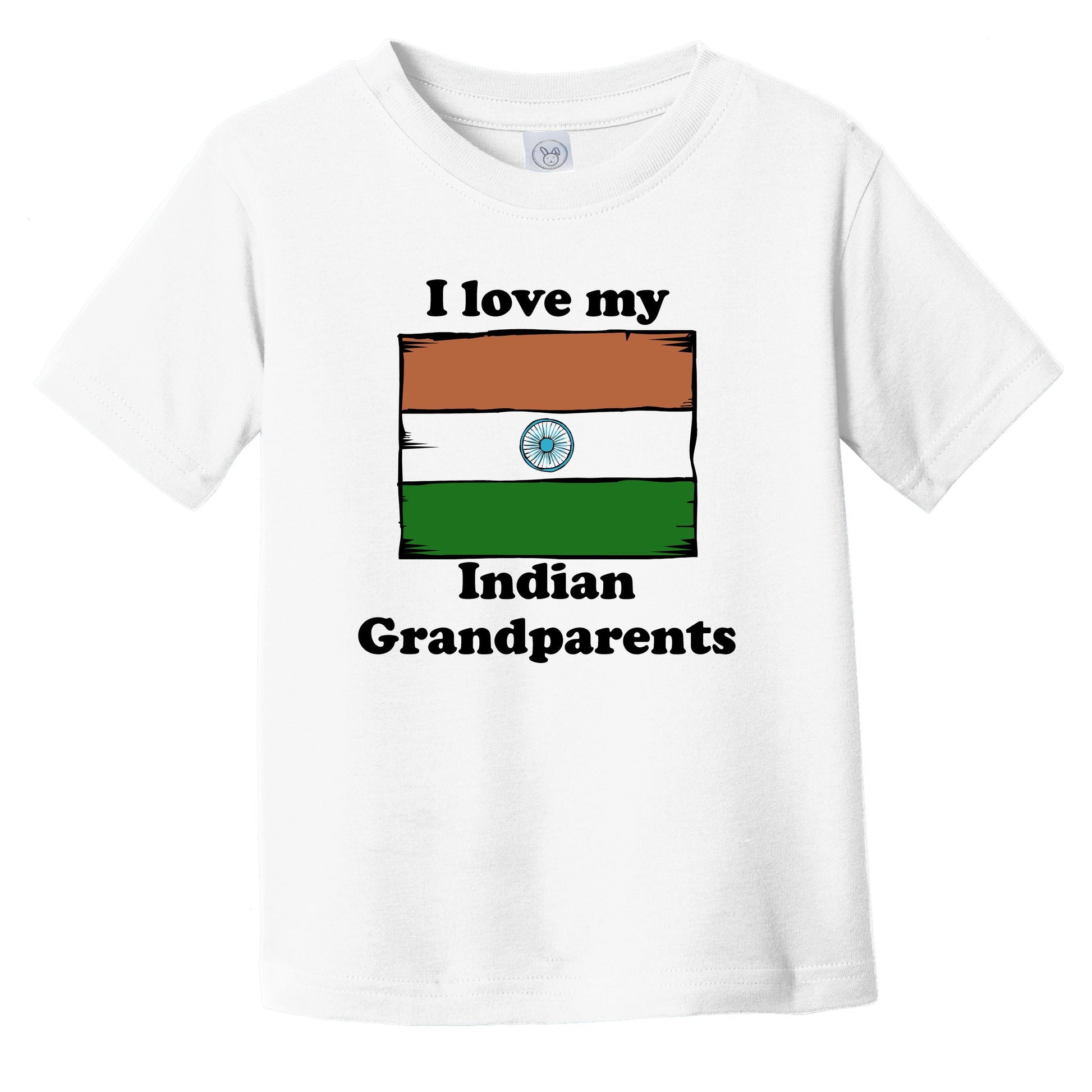 I Love My Indian Grandparents India Flag Grandchild Infant Toddler T-Shirt