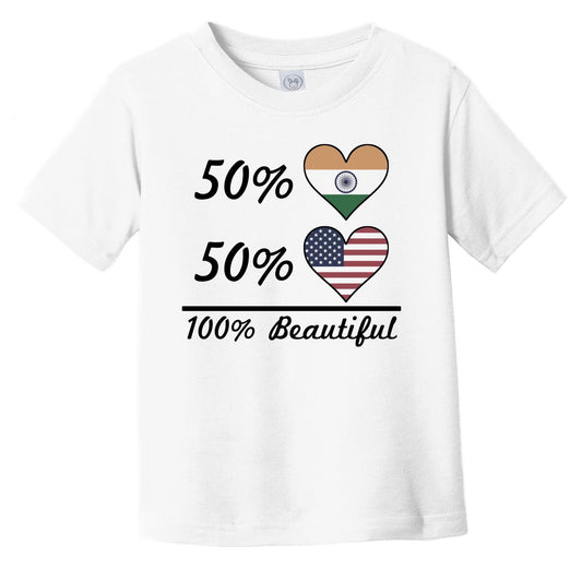 50% Indian 50% American 100% Beautiful India Flag Heart Infant Toddler T-Shirt