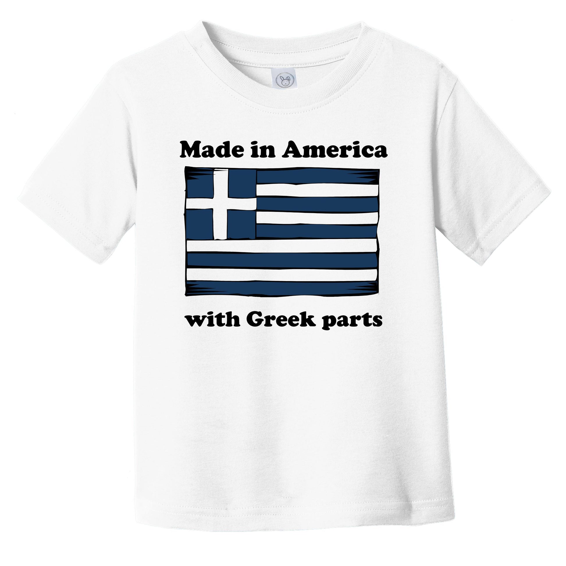 Made In America With Greek Parts Funny Greece Flag Infant Toddler T-Shirt