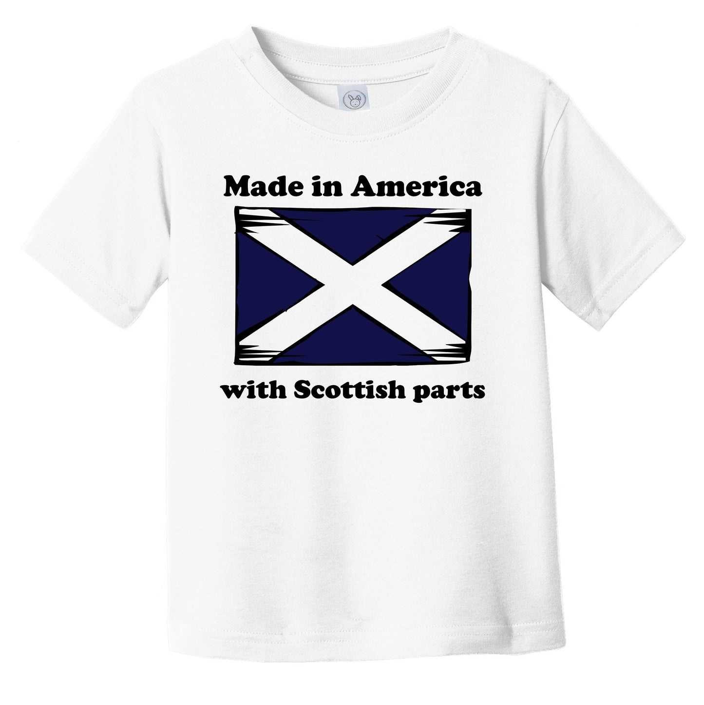 Made In America With Scottish Parts Funny Scotland Flag Infant Toddler T-Shirt