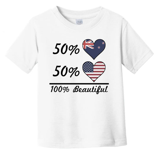 50% Kiwi 50% American 100% Beautiful New Zealand Flag Heart Infant Toddler T-Shirt