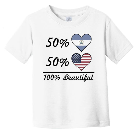 50% Nicaraguan 50% American 100% Beautiful Nicaragua Flag Heart Infant Toddler T-Shirt