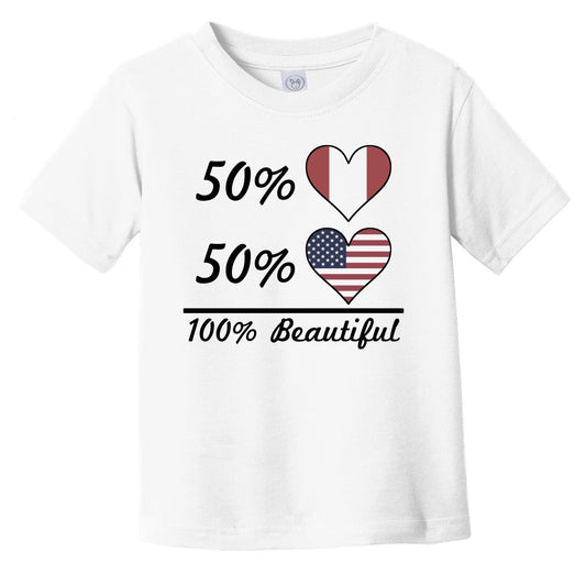 50% Peruvian 50% American 100% Beautiful Peru Flag Heart Infant Toddler T-Shirt