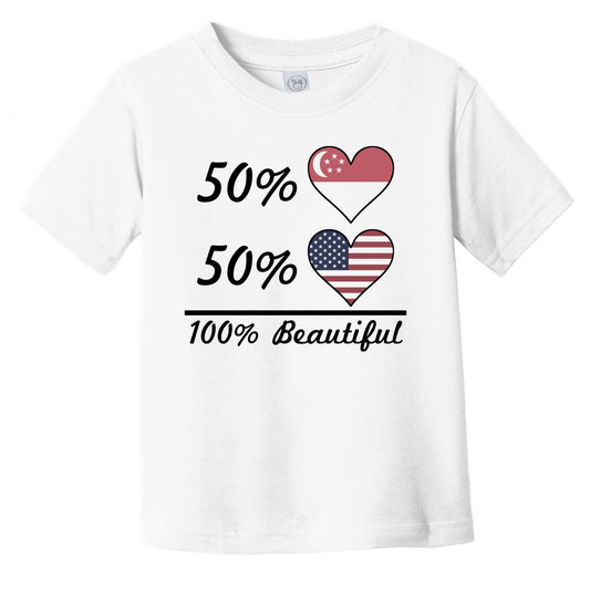 50% Singaporean 50% American 100% Beautiful Singapore Flag Heart Infant Toddler T-Shirt
