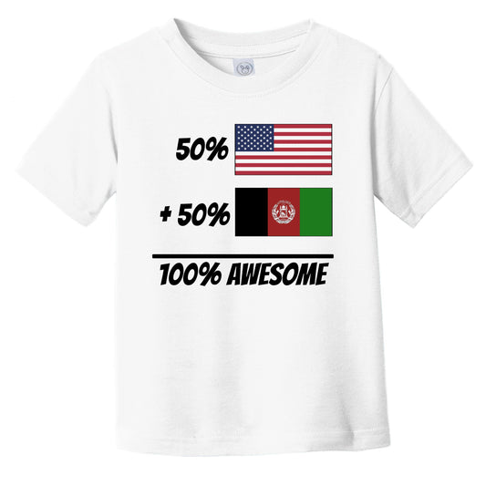 50% American Plus 50% Afghan Equals 100% Awesome Cute Afghanistan Flag Infant Toddler T-Shirt