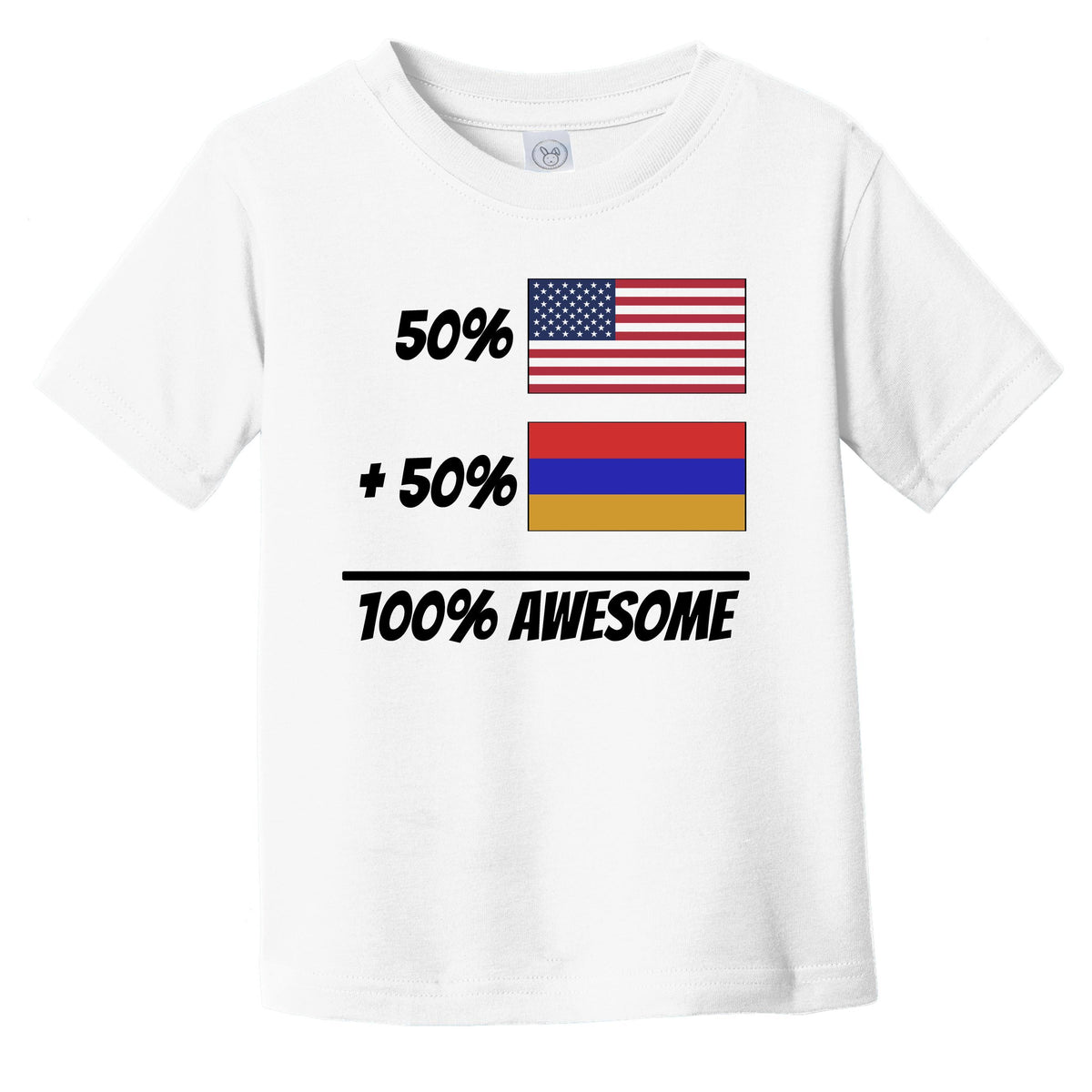 50% American Plus 50% Armenian Equals 100% Awesome Cute Armenia Flag Infant Toddler T-Shirt