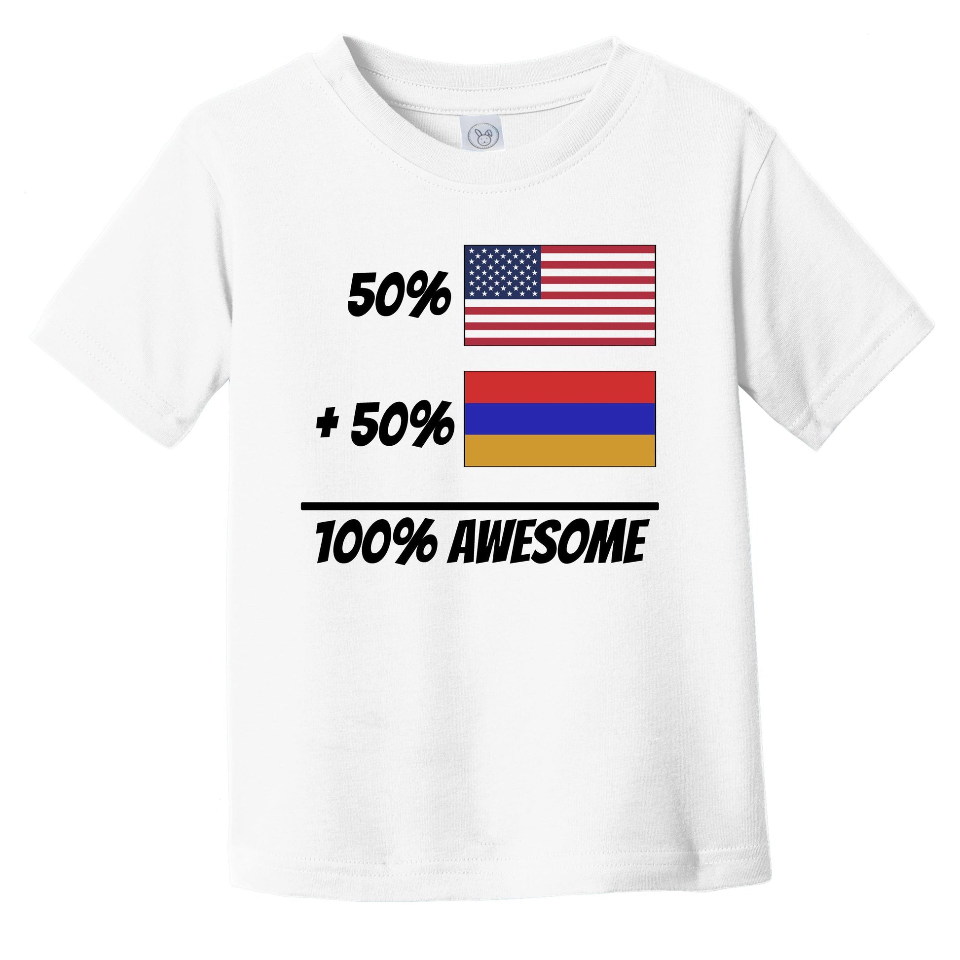 50% American Plus 50% Armenian Equals 100% Awesome Cute Armenia Flag Infant Toddler T-Shirt