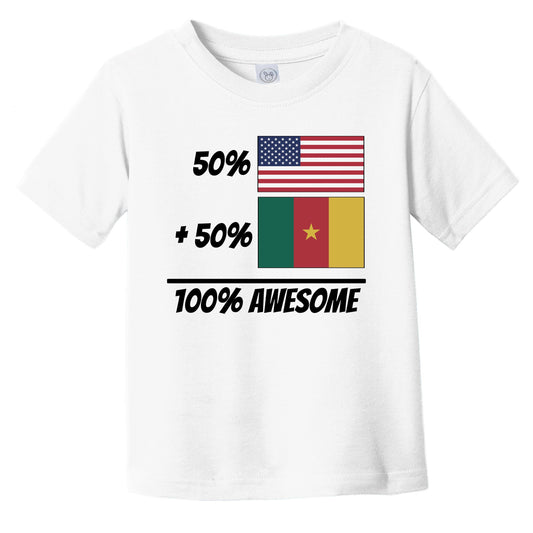 50% American Plus 50% Cameroonian Equals 100% Awesome Cute Cameroon Flag Infant Toddler T-Shirt