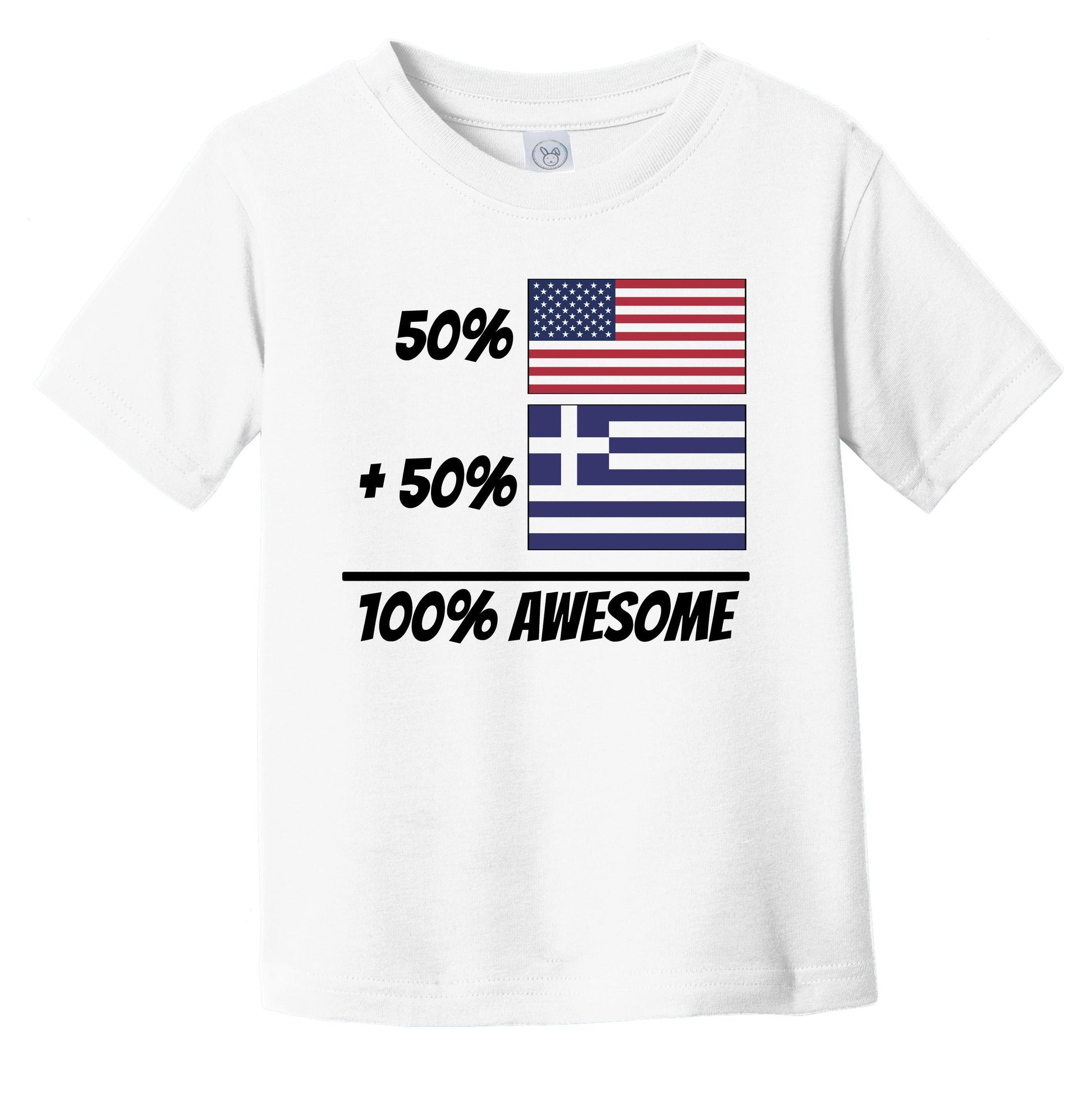 50% American Plus 50% Greek Equals 100% Awesome Cute Greece Flag Infant Toddler T-Shirt