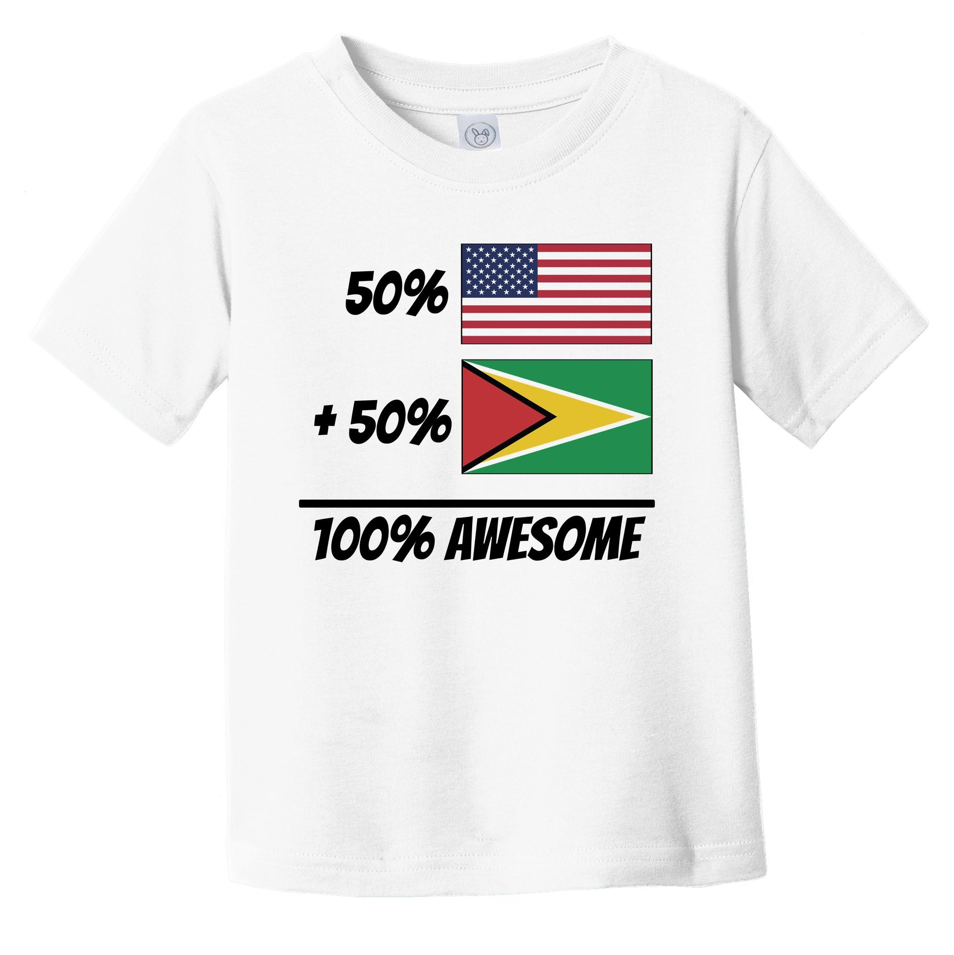 50% American Plus 50% Guyanese Equals 100% Awesome Cute Guyana Flag Infant Toddler T-Shirt