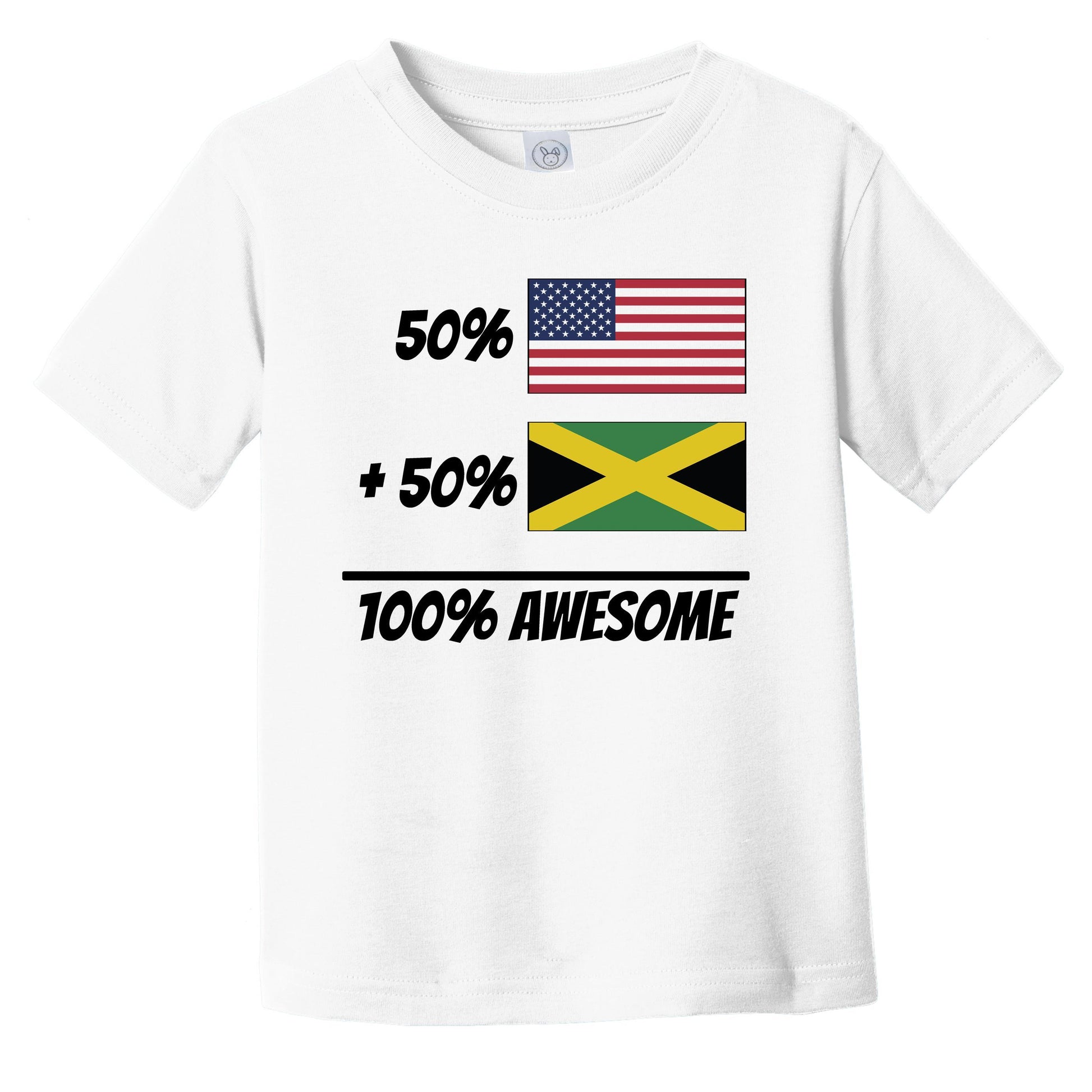 50% American Plus 50% Jamaican Equals 100% Awesome Cute Jamaica Flag Infant Toddler T-Shirt