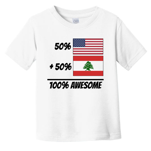 50% American Plus 50% Lebanese Equals 100% Awesome Cute Lebanon Flag Infant Toddler T-Shirt