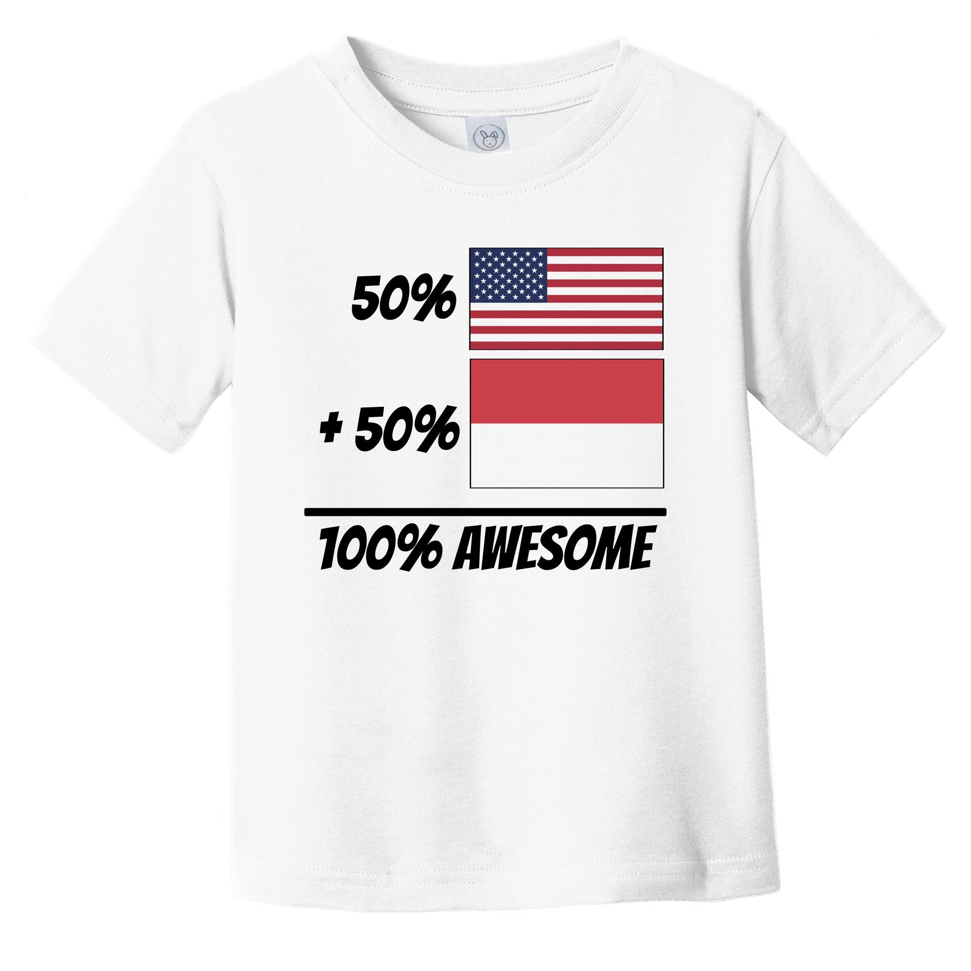 50% American Plus 50% Monacan Equals 100% Awesome Cute Monaco Flag Infant Toddler T-Shirt